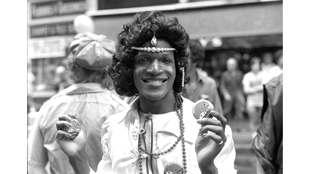 Portrait of Marsha P Johnson at the 1975 Gay Pride March