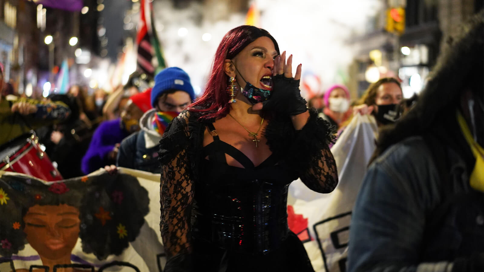 Photo of trans activist Iman Le Caire at a protest