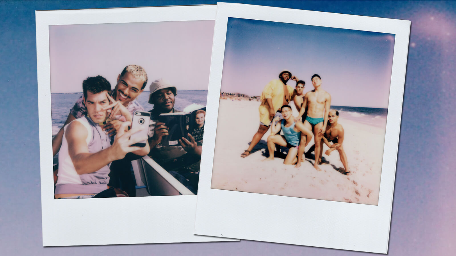 Polaroids of characters from the movie Fire Island