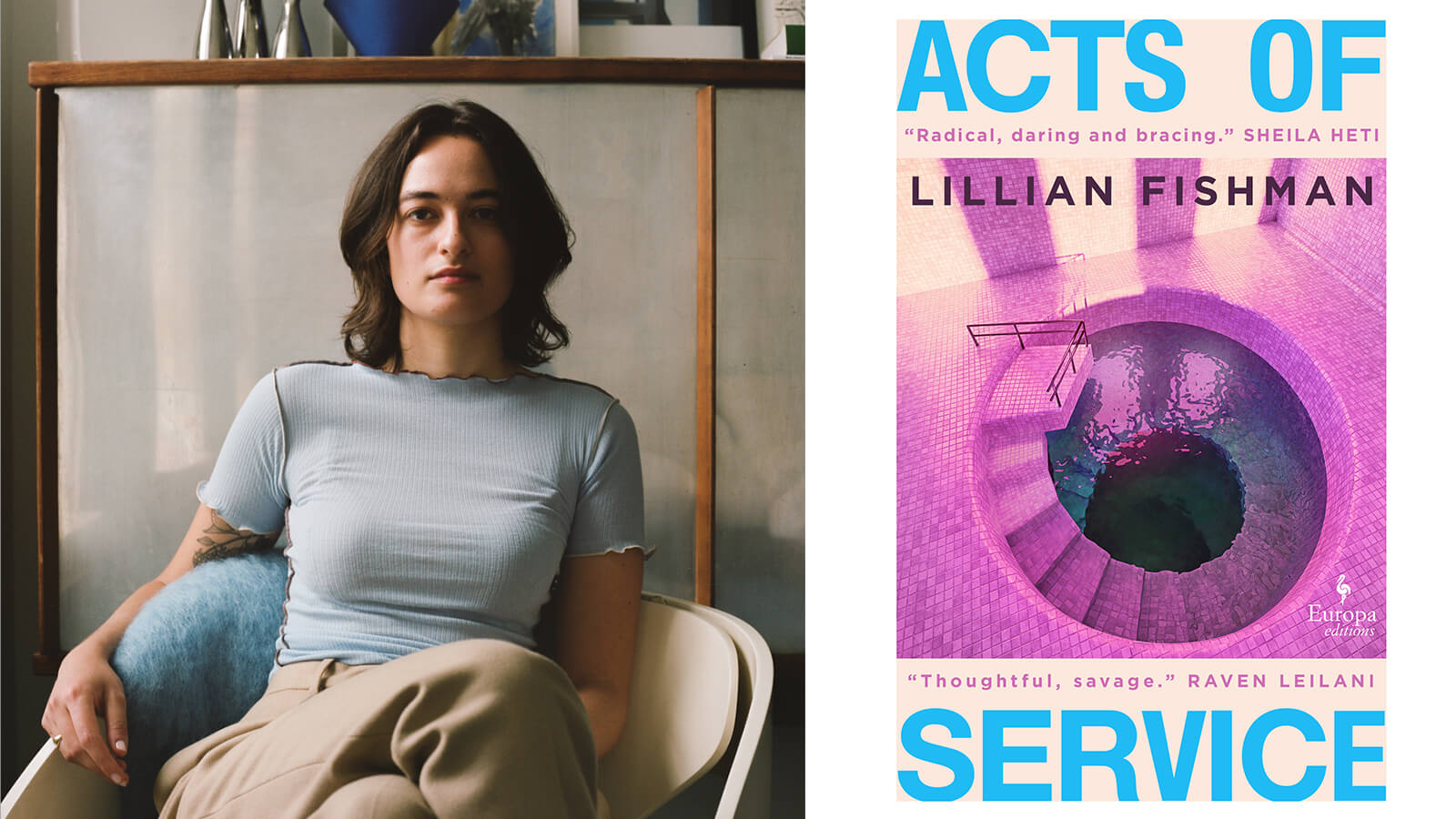 Image of author Lillian Fishman alongside her book cover Acts Of Service