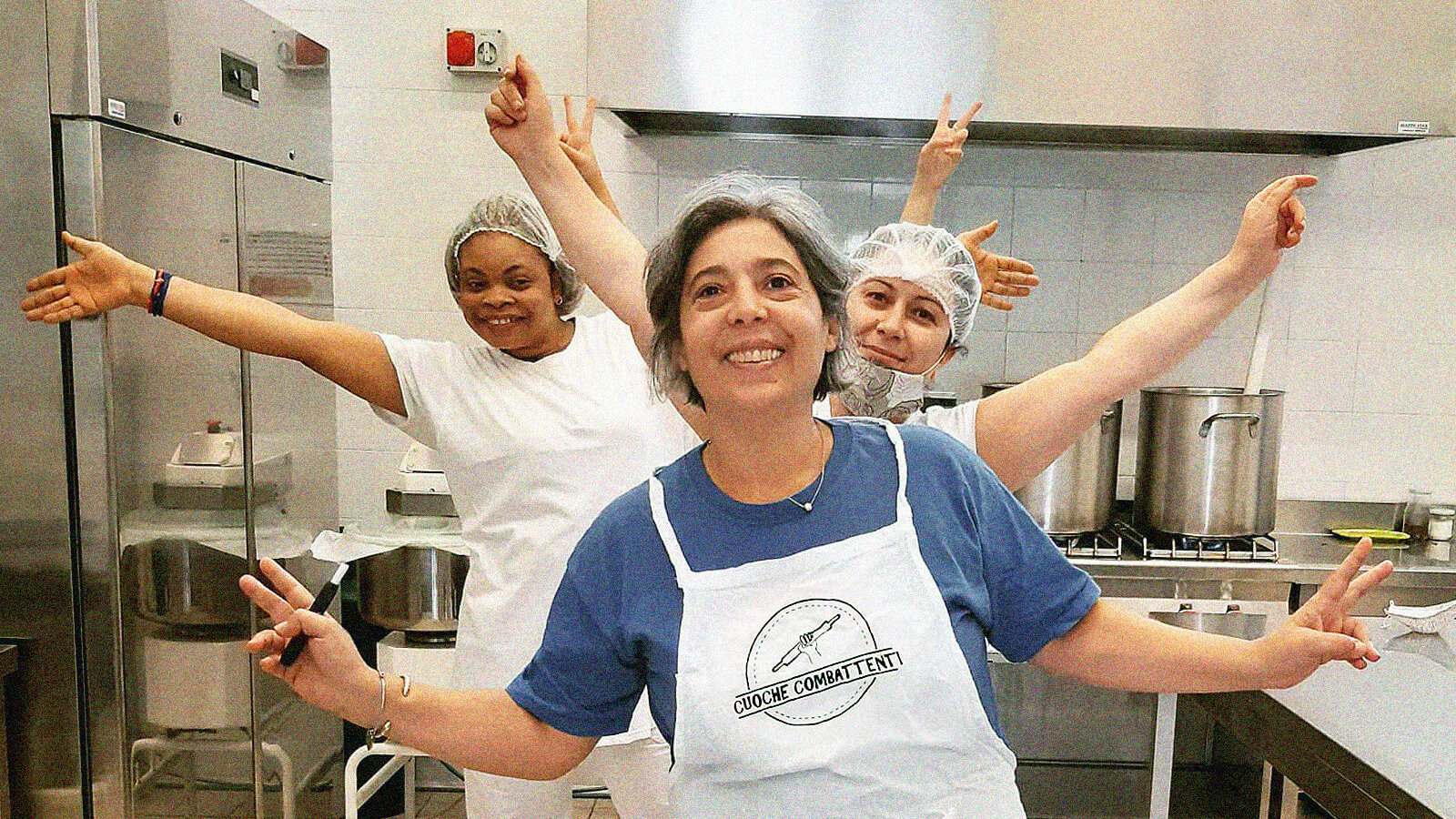 Portrait of women in the kitchen of Italian social initiative Cuoche Combattenti