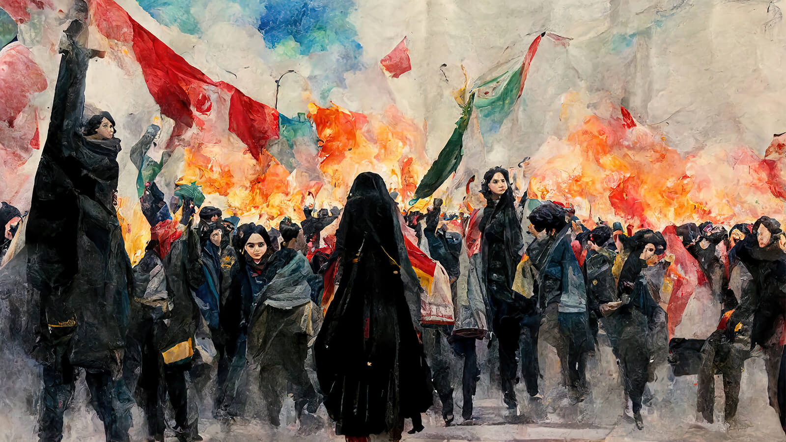 Illustration of women protesting in Iran