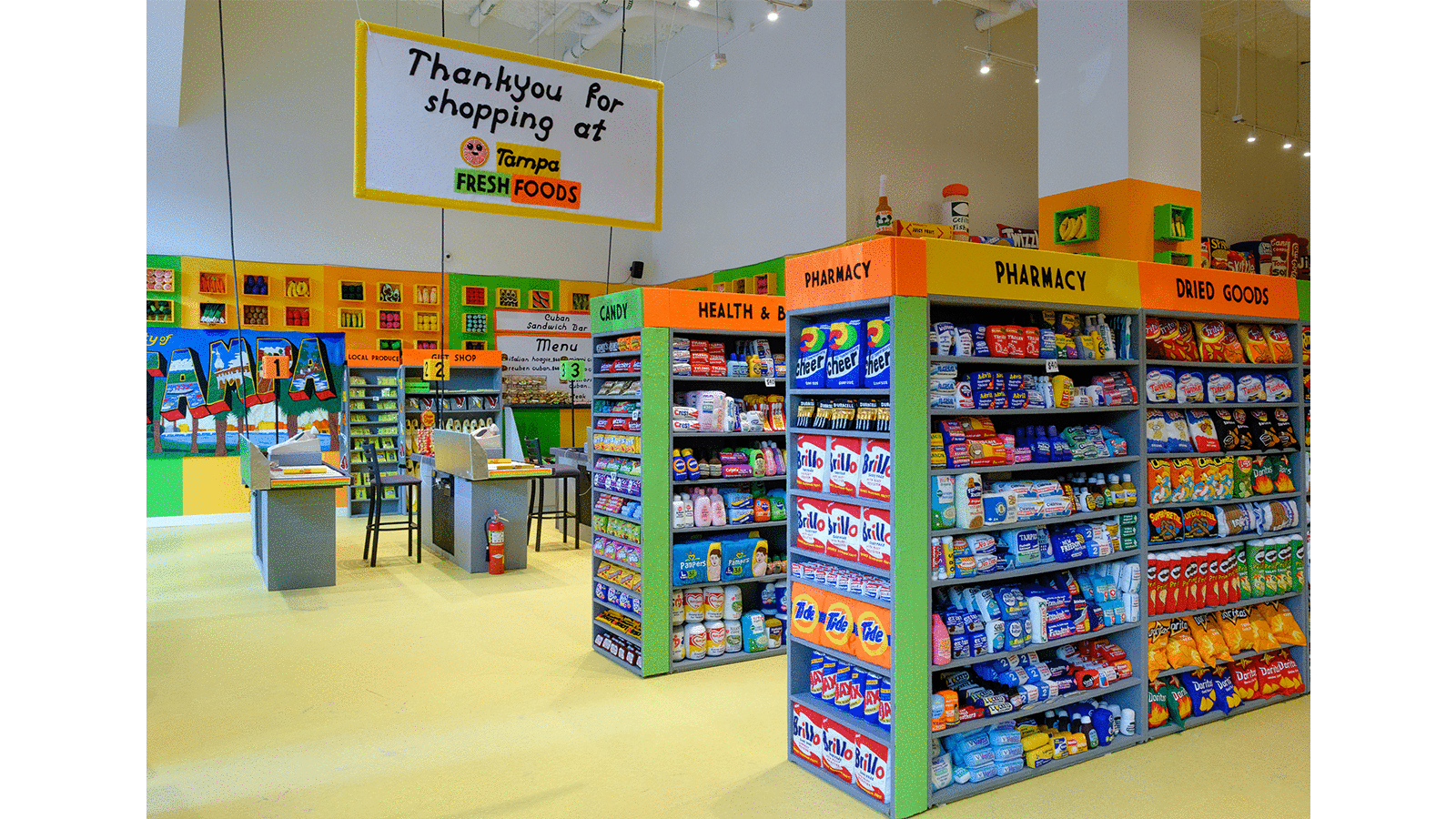 Immersive art experience, felt supermarket created by Lucy Sparrow