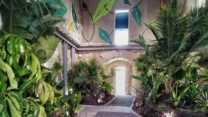 Images of the space and art installations inside Palazzo Miccichè