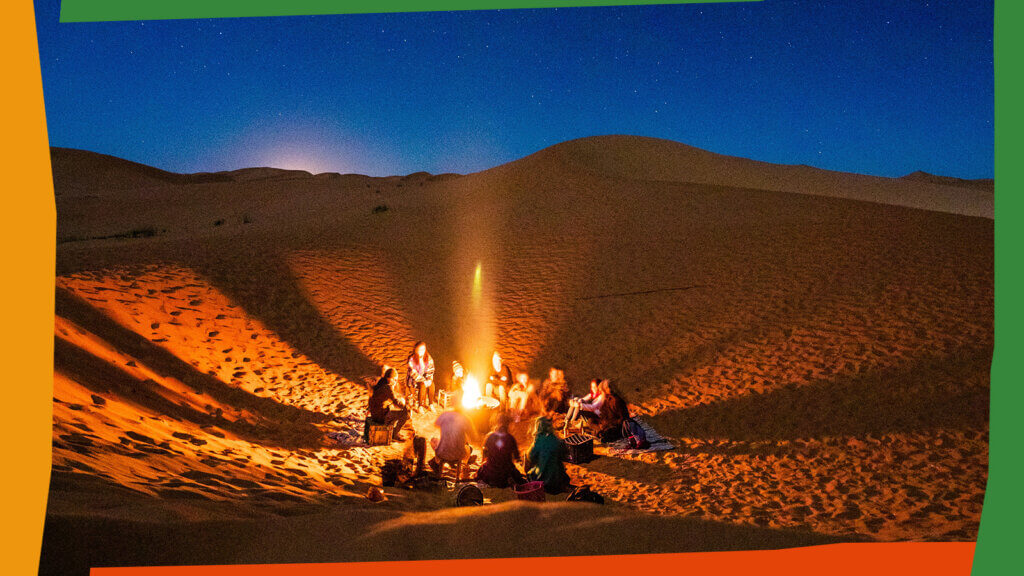 Image of people camped in the Sahara desert