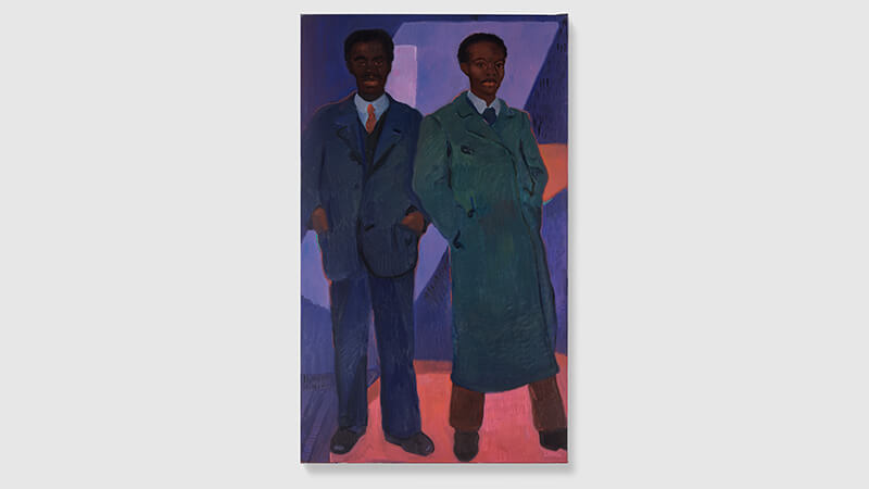 Painting of two men in suits by artist Sahara Longe