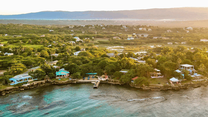 Images of places to visit in Jamaica, featuring Jakes Treasure Beach Hotel, Kingston Dub Club, Boston Jerk Centre, Scotchies and the Bob Marley Museum