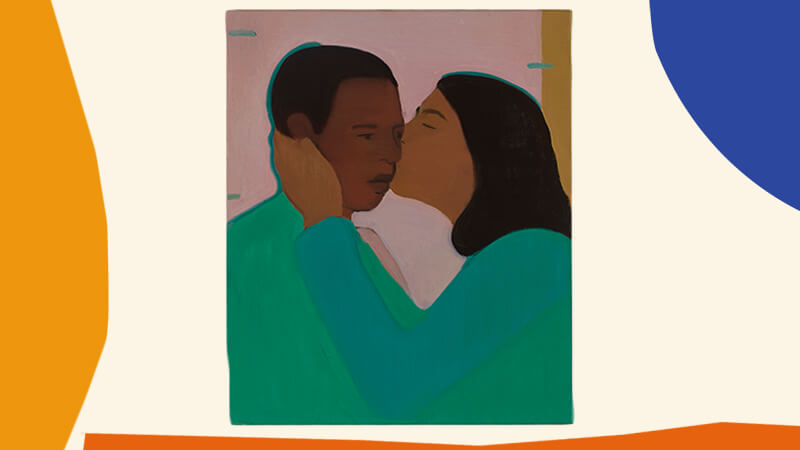Artist Sahara Longe painting Tender Kiss (2023)