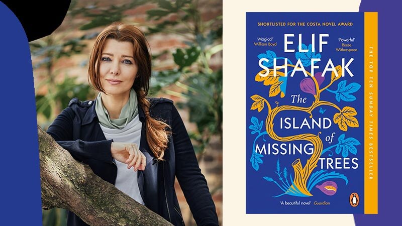 Portrait of author Elif Shafak and book cover