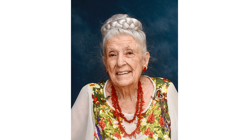 Portrait of centenarian Dr Gladys, for the 100th issue of Service95
