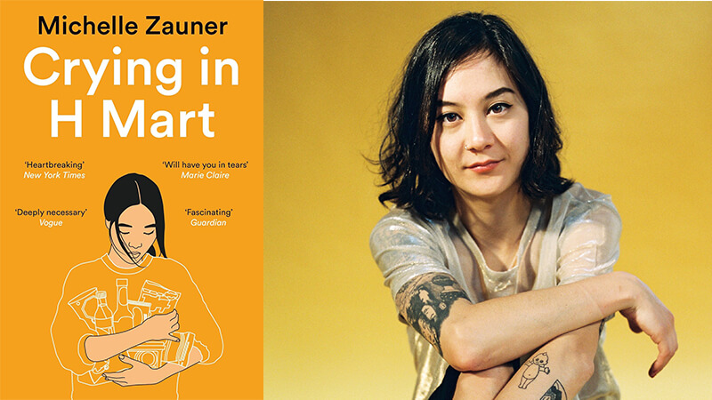 Crying In H Mart by Michelle Zauner Book Cover, portrait of author Michelle Zauner