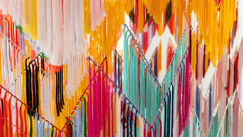 Detail of installation artwork at Tate St. Ives, by Sámi artist Outi Pieski