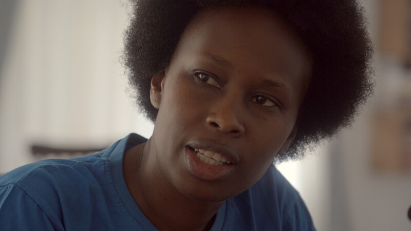 Film still featuring activist Barbie Kyagulanyi from the film Bobi Wine The Peoples President