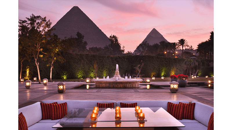 Outside terrace of the Marriott Mena House Hotel, Cairo