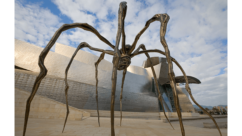 Spider sculpture called Maman by Louise Bourgeois, Museum Museo Guggenheim in Bilbao